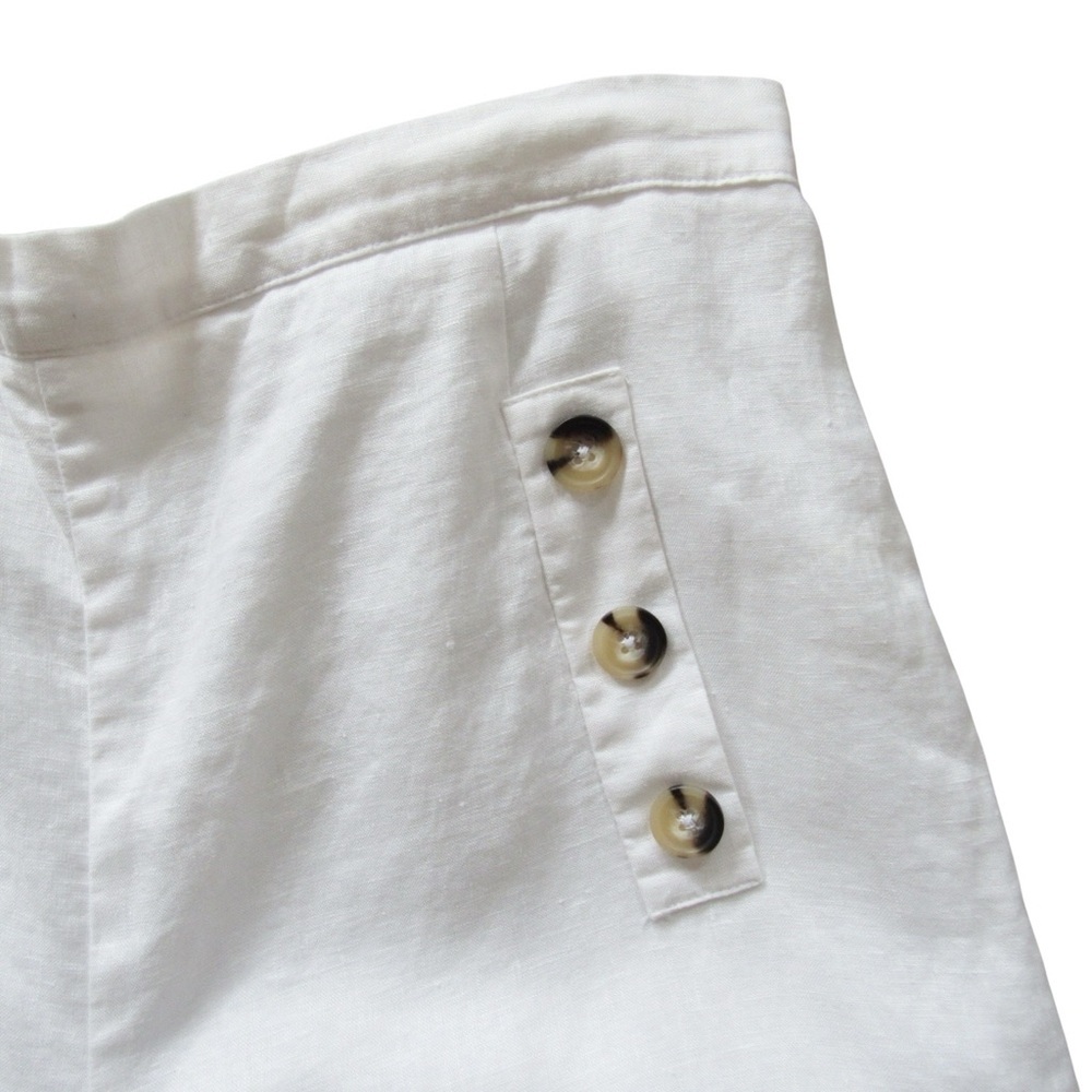 Elan White Linen Trouser Pants Large Button Wide Leg Minimalist Beach Boho - Picture 7 of 12